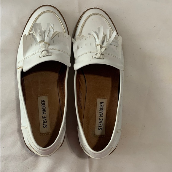 Steve Madden Meela White Tassel Loafers - Picture 5 of 13